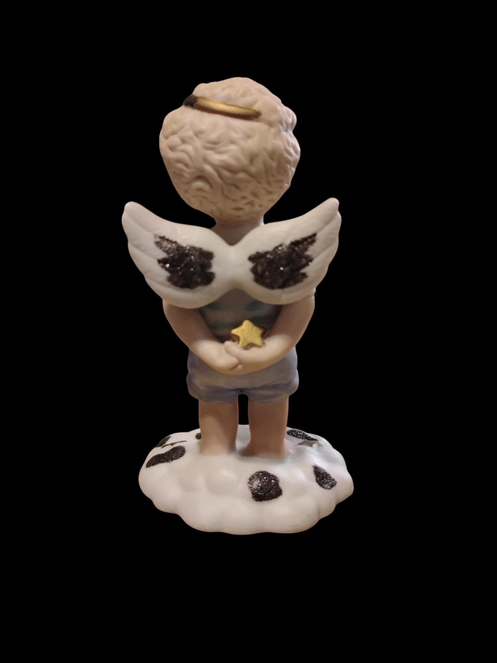 Lenox Cream and Blue Cherub Angel Figurine with Gold Accents - Picture 2 of 3